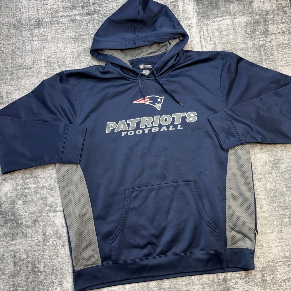 New England Patriots Hoodie Mens 2XL Fleece Sweatshirt NFL Football Navy Blue